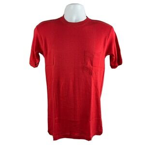 Ego-Trix Vintage 80s Red Pocket T-Shirt Size Large Single Stitch Streetwear